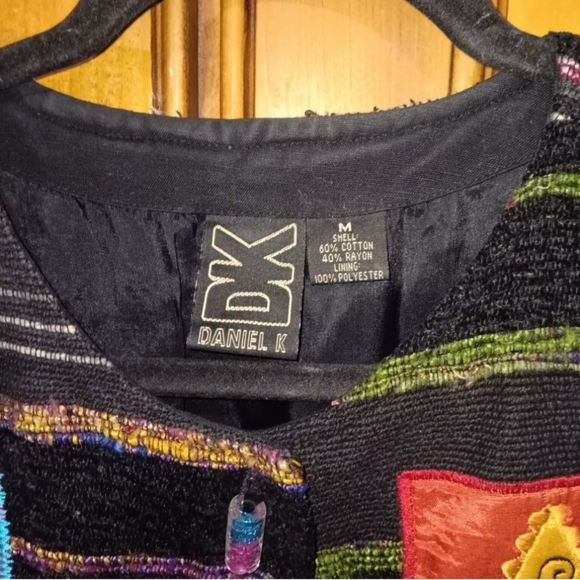 VTG Daniel K New York Women's M Blazer Jacket Aztec Neon Glass Button  Embroid - Picture 3 of 13